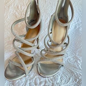 Elegant Silver Strappy Women's Heels